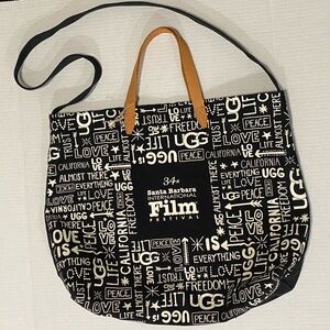 Ugg Cavas Tote Bag, Leather Handle, Artist, Academia, Travel, Festival, NWOT